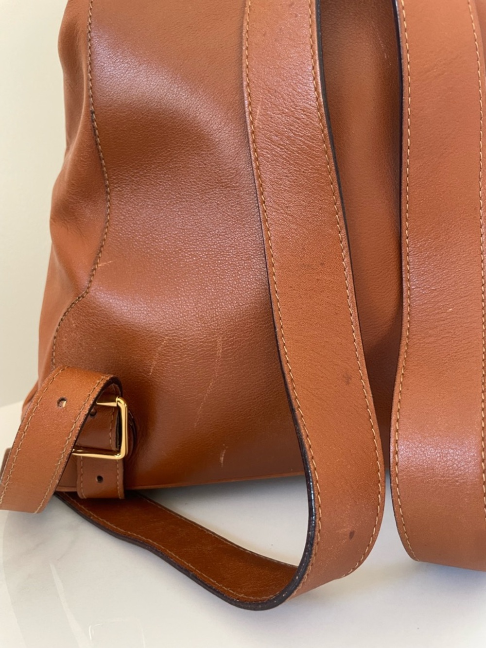 Gucci Bamboo Leather Backpack • Vintage • Tan Leather • Top Handle - Picture 12 of 15